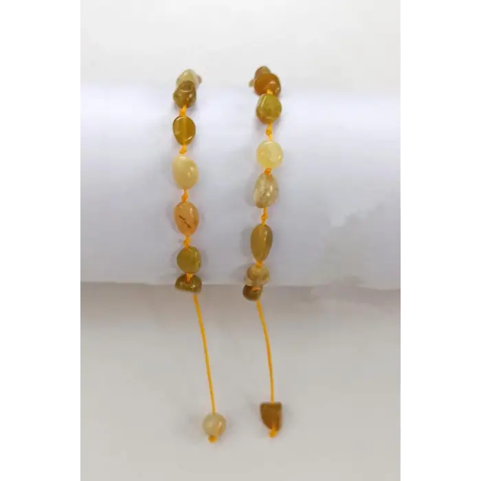 Doğal Sarı Opal Bileklik Makrome Ayarlı 655-3