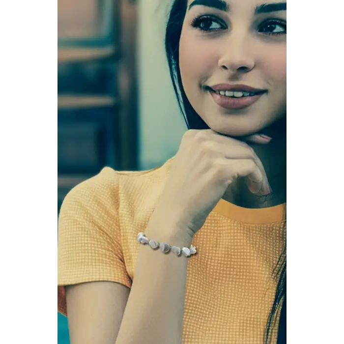 Doğal Sedef Bileklik Makrome Ayarlı 424-3