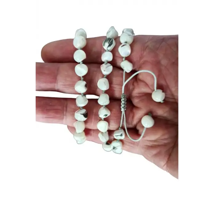 Doğal Sedef Bileklik Makrome Ayarlı 641-2