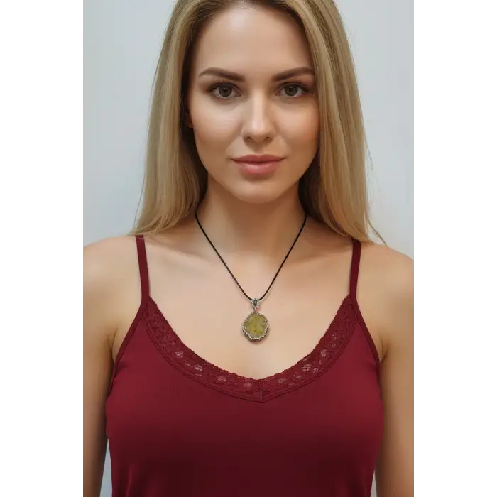 Doğal Sitrin Kristali Kolye 400-24