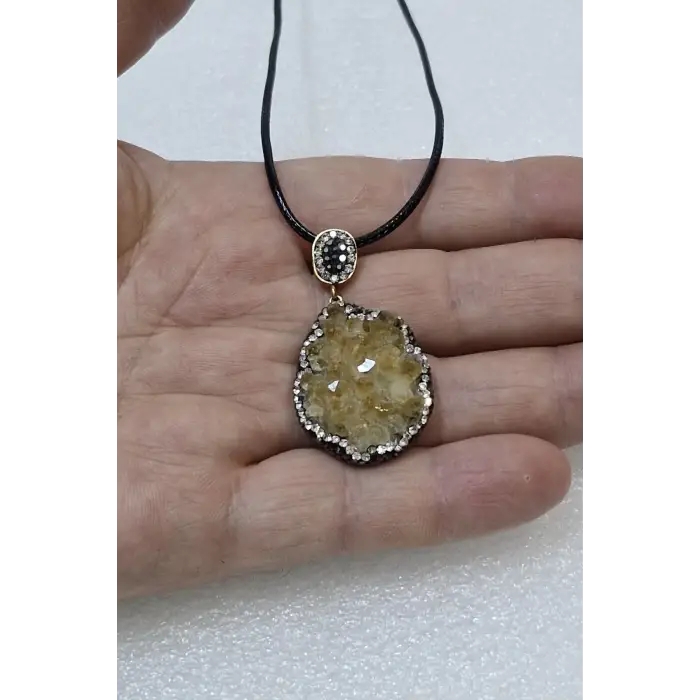 Doğal Sitrin Kristali Kolye 400-24