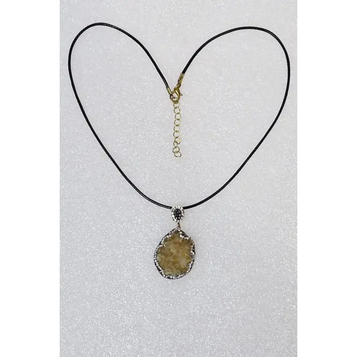 Doğal Sitrin Kristali Kolye 400-24