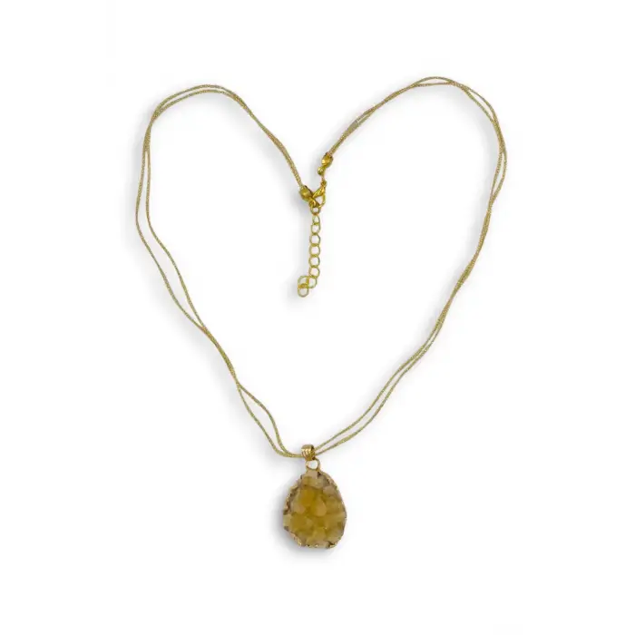 Doğal Sitrin Kristali Kolye 427-3