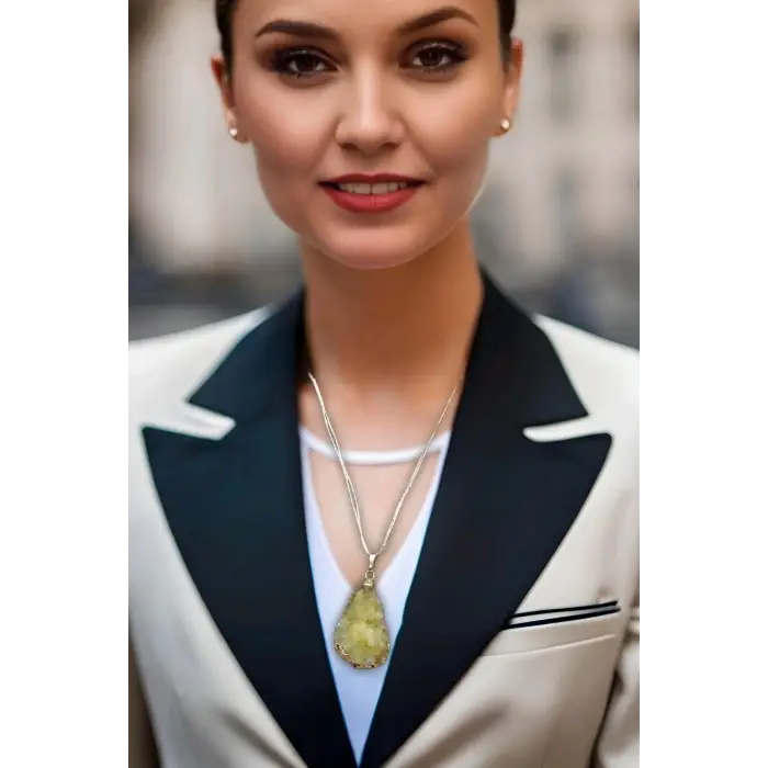 Doğal Sitrin Kristali Kolye 427-3