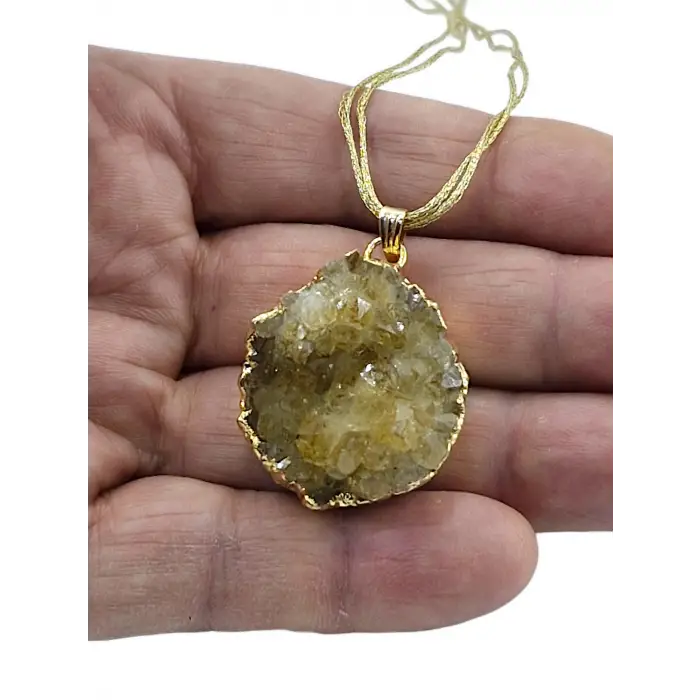 Doğal Sitrin Kristali Kolye 427-3