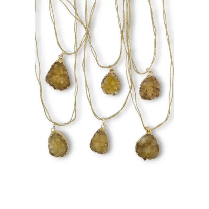 Doğal Sitrin Kristali Kolye 427-3