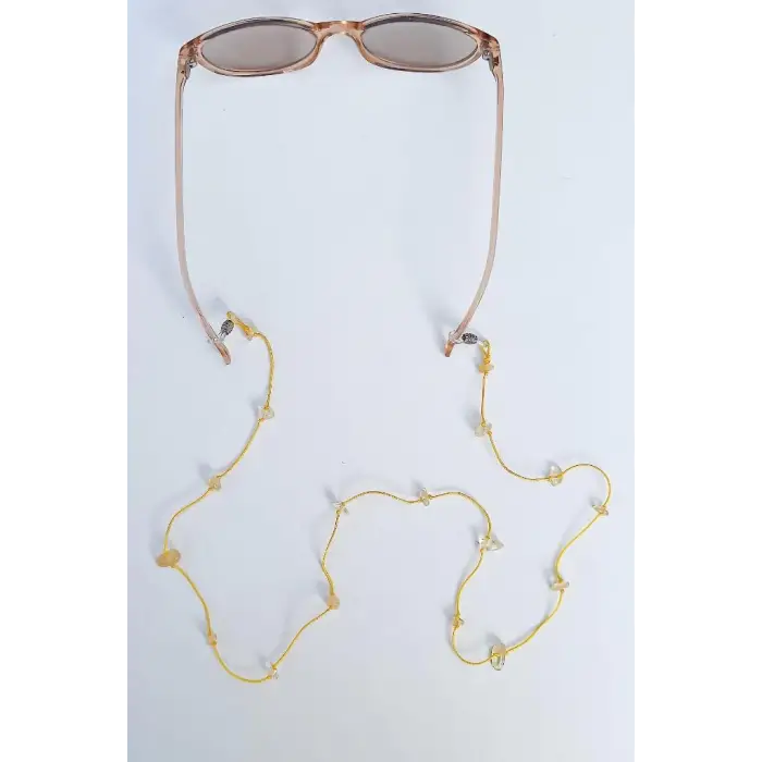 Doğal Sitrin Taşlı Gözlük İpi 129-7