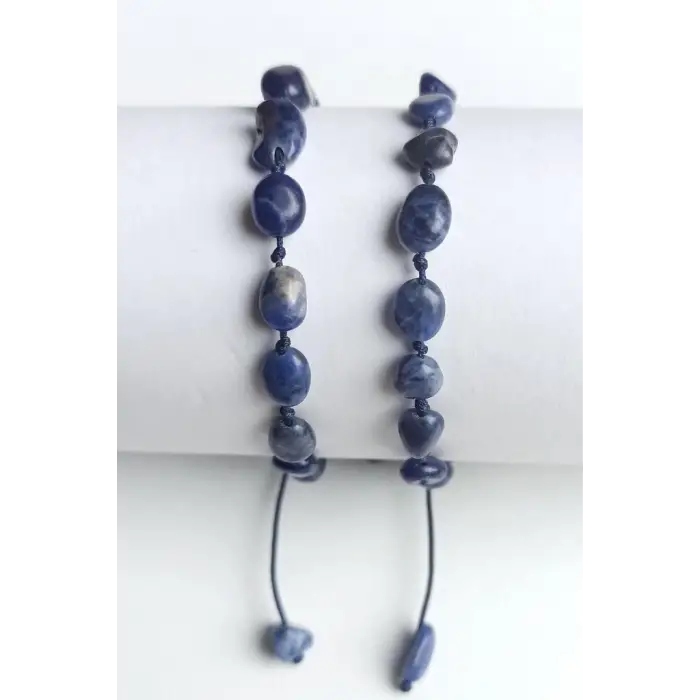 Doğal Sodalit Bileklik Makrome Ayarlı 647-3