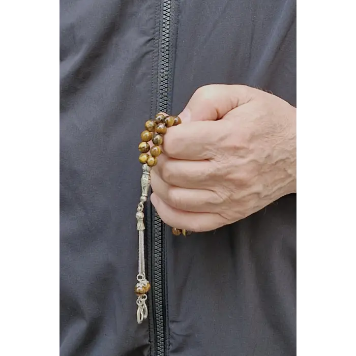 Doğal Taş Kaplangözü Tesbih 8mm Küre Kesim 608-2