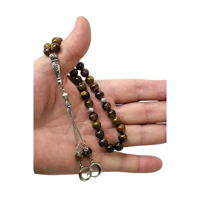 Doğal Taş Kaplangözü Tesbih 8mm Küre Kesim 608-2