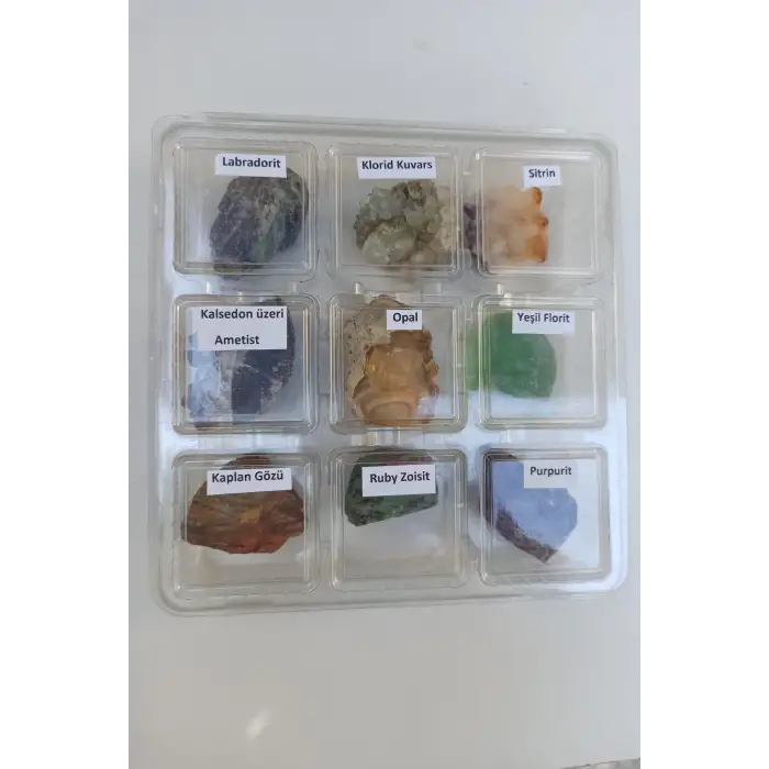 Doğal Taş Koleksiyonu, 9 Parça Bölmeli Kutuda DTK-9