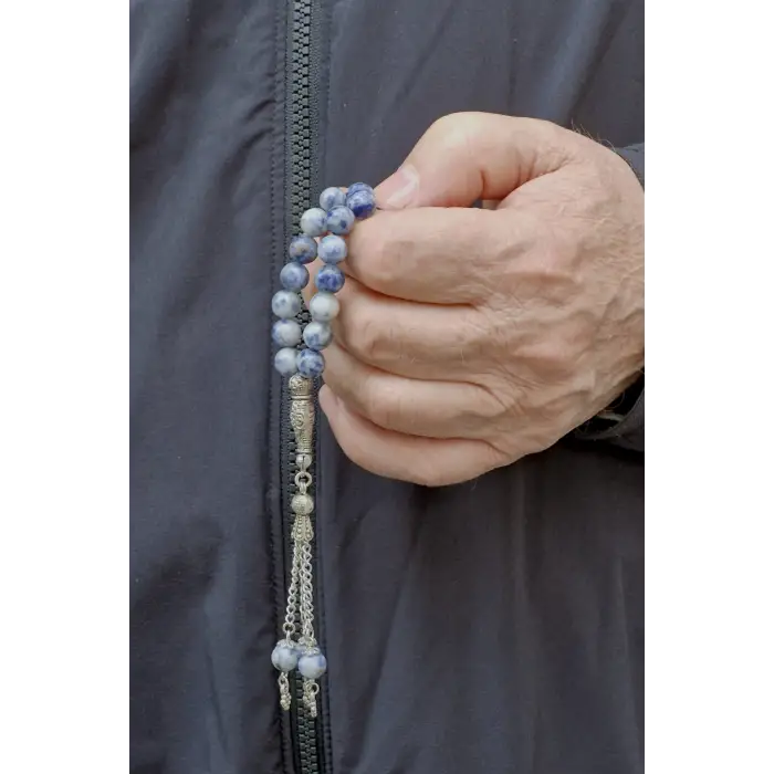 Doğal Taş Mavi Kuvars Tesbih 8mm Küre Kesim 221-3