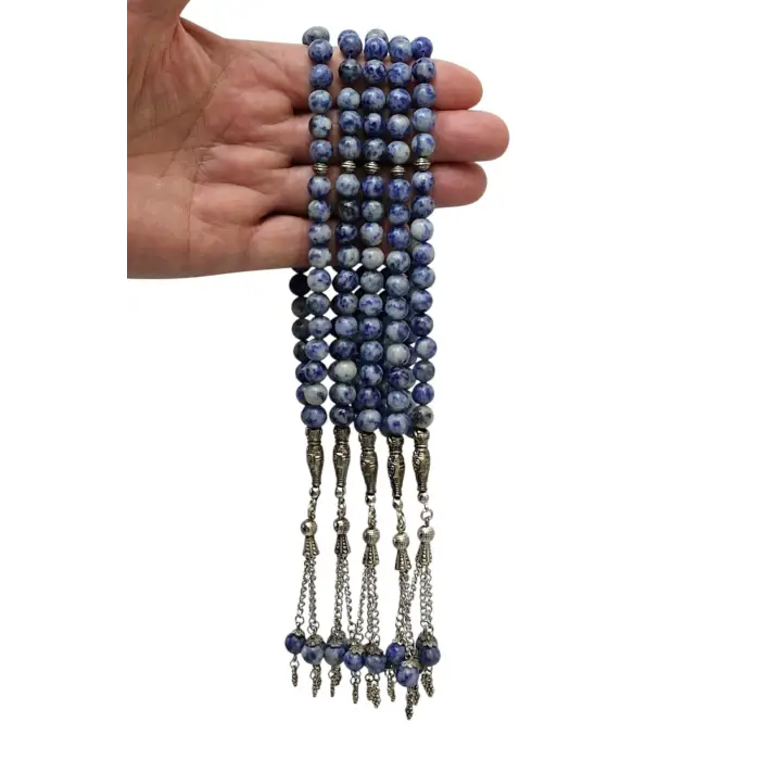 Doğal Taş Mavi Kuvars Tesbih 8mm Küre Kesim 221-3