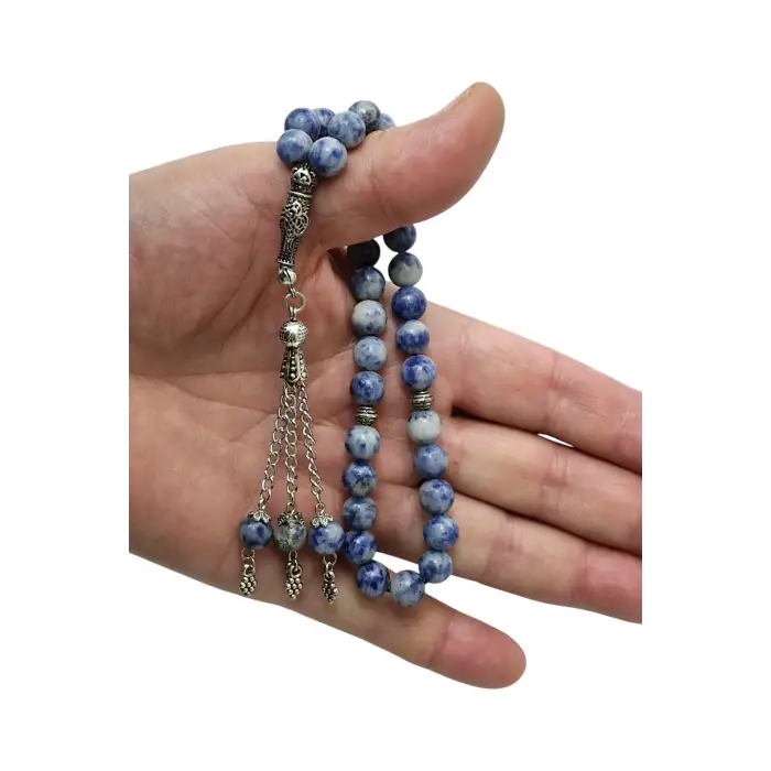 Doğal Taş Mavi Kuvars Tesbih 8mm Küre Kesim 221-3