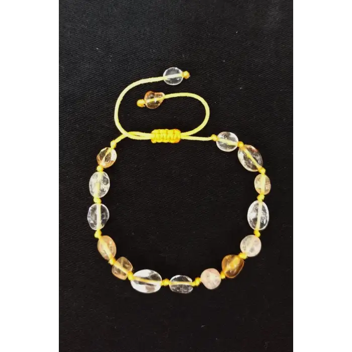 Doğal Taş Sitrin Bileklik, Makrome Ayarlı 679-1