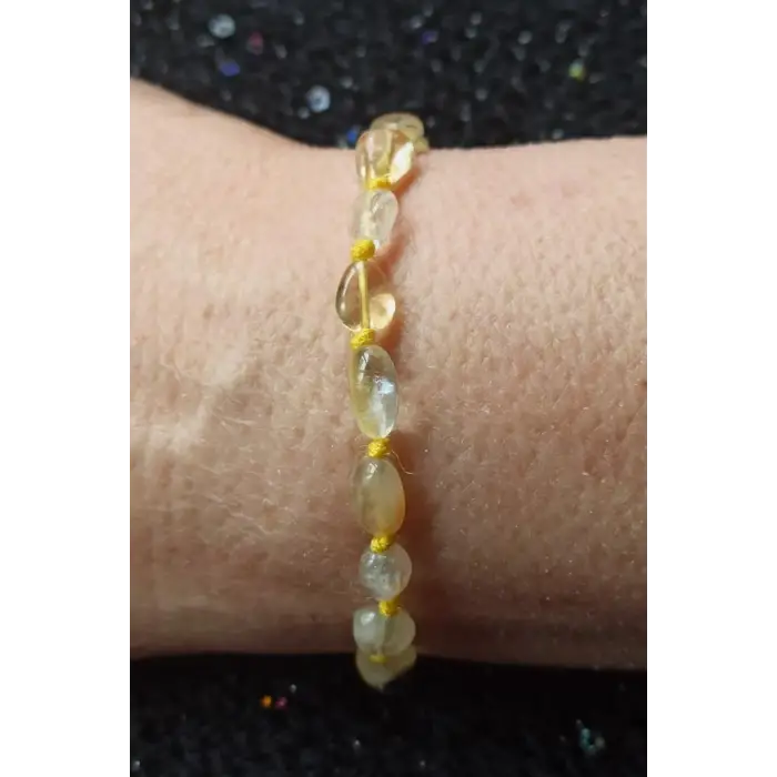 Doğal Taş Sitrin Bileklik, Makrome Ayarlı 679-1