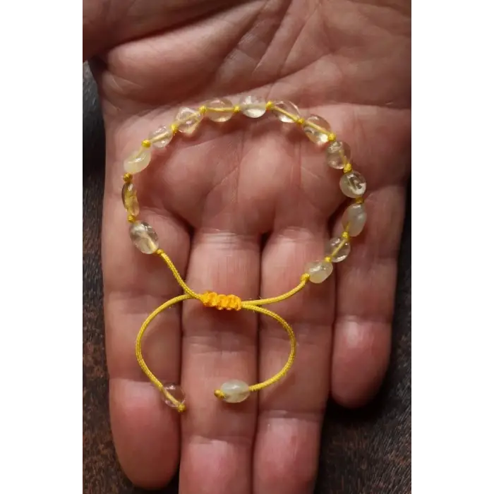 Doğal Taş Sitrin Bileklik, Makrome Ayarlı 679-1