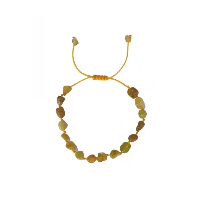 Doğal Yeşil Sarı Opal Bileklik Makrome Ayarlı 619-2