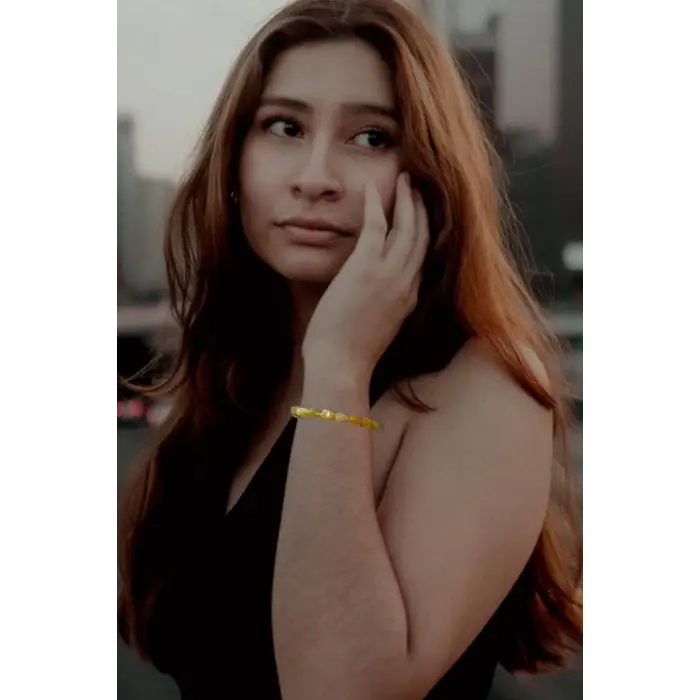 Doğal Yeşil Sarı Opal Bileklik Makrome Ayarlı 619-2