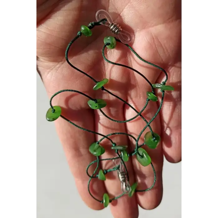 Doğal Yeşim Taşlı Gözlük İpi 129-6