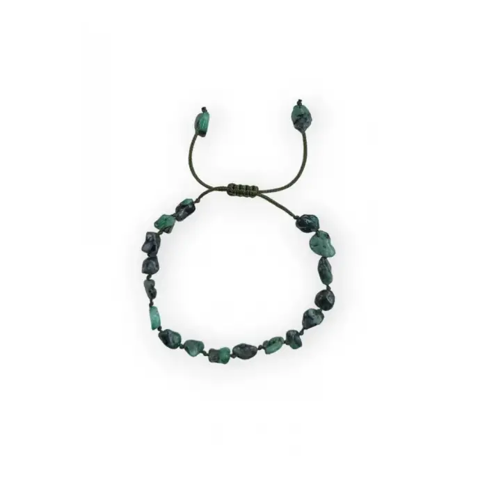 Doğal Zümrüt Bileklik Makrome Ayarlı 458-2