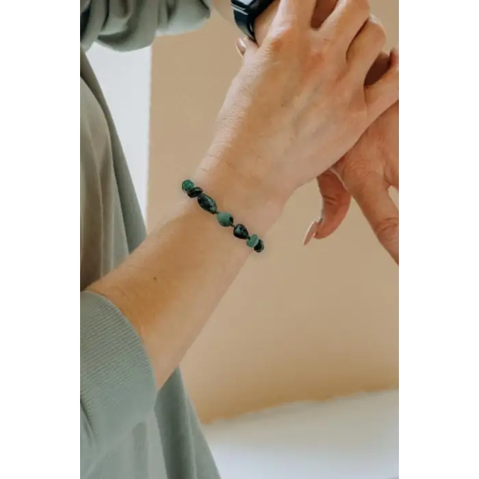 Doğal Zümrüt Bileklik Makrome Ayarlı 458-2