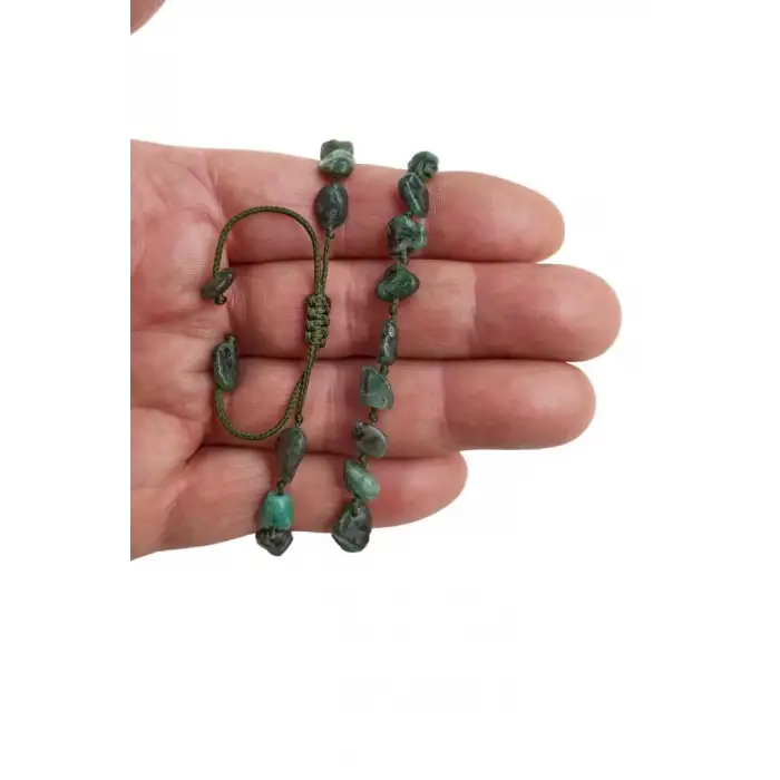 Doğal Zümrüt Bileklik Makrome Ayarlı 458-2