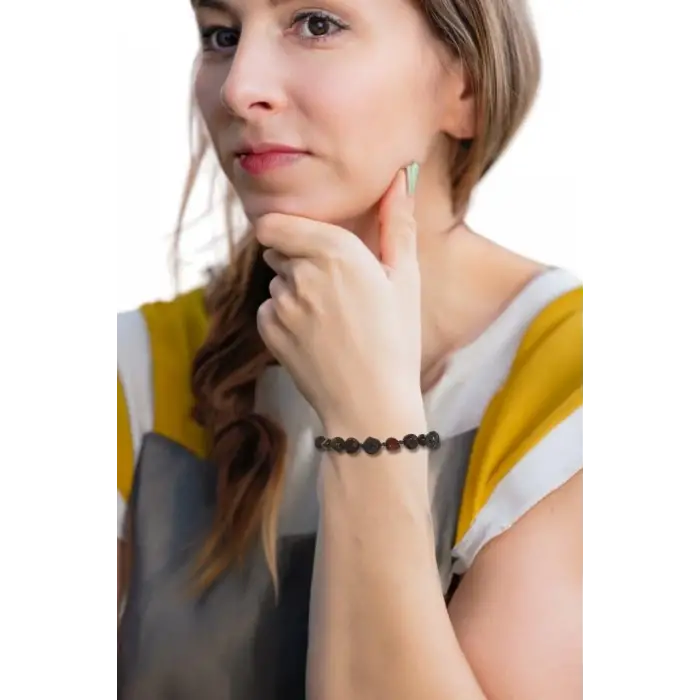 Dragon Blood Jasper Bileklik Makrome Ayarlı 337-3