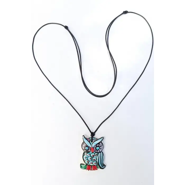 El Yapımı Çini Baykuş Kolye 458