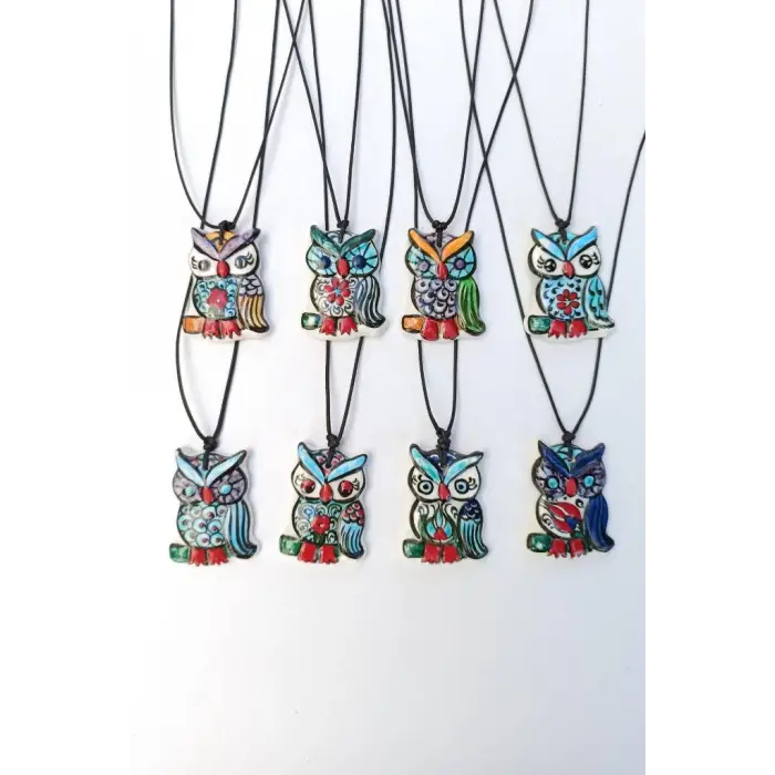 El Yapımı Çini Baykuş Kolye 458