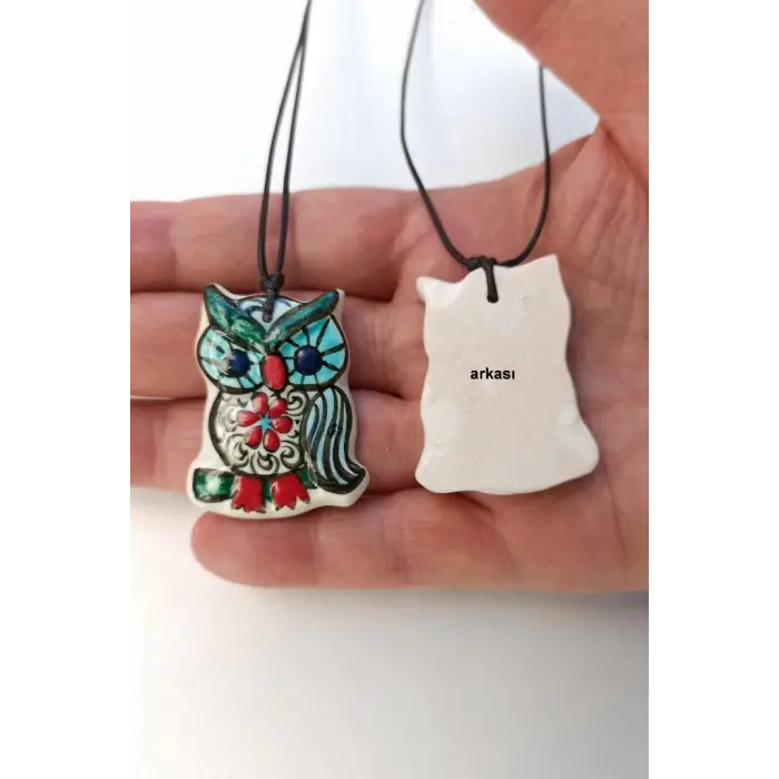El Yapımı Çini Baykuş Kolye 458