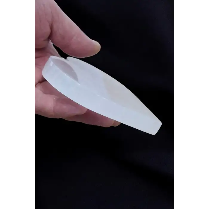 Enerji Yükleyici Beyaz Selenit Kalp Kesim Plaka 45KK