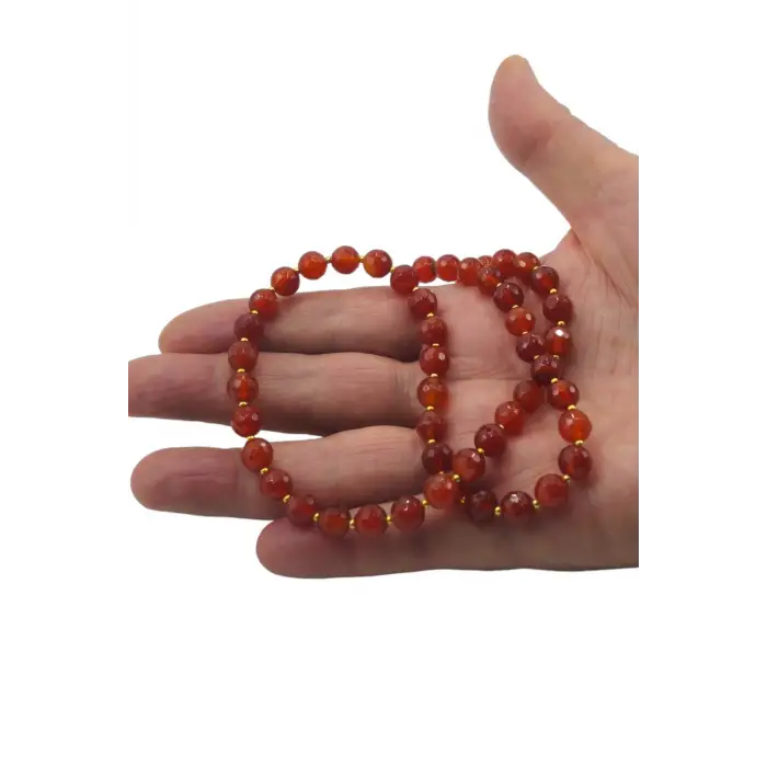 Karnelyan Akik Kolye 8mm Faset Kesim 308-4