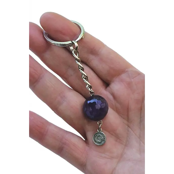 Faset Kesim Ametist Taşı Anahtarlık 127-5