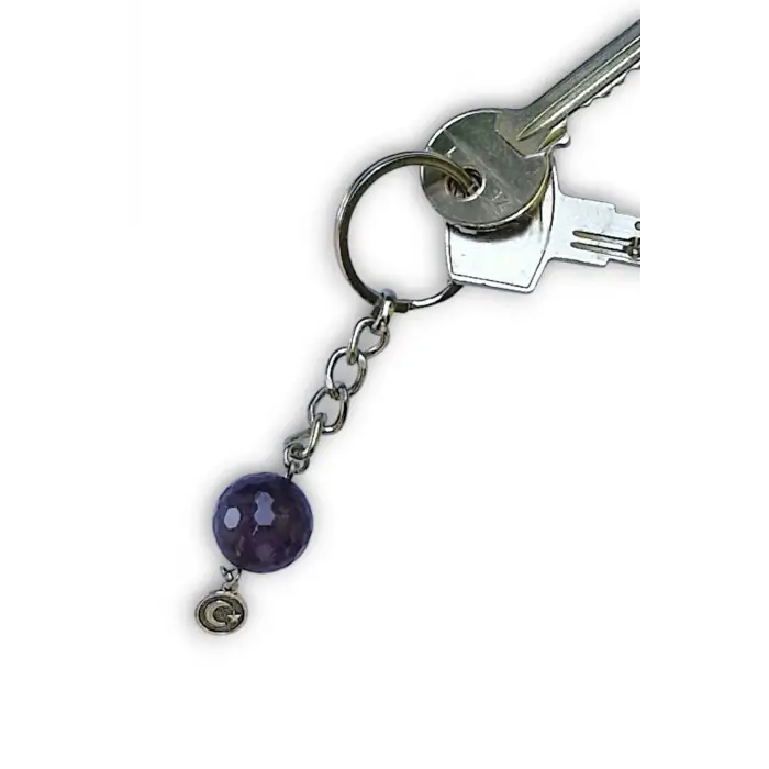 Faset Kesim Ametist Taşı Anahtarlık 127-5