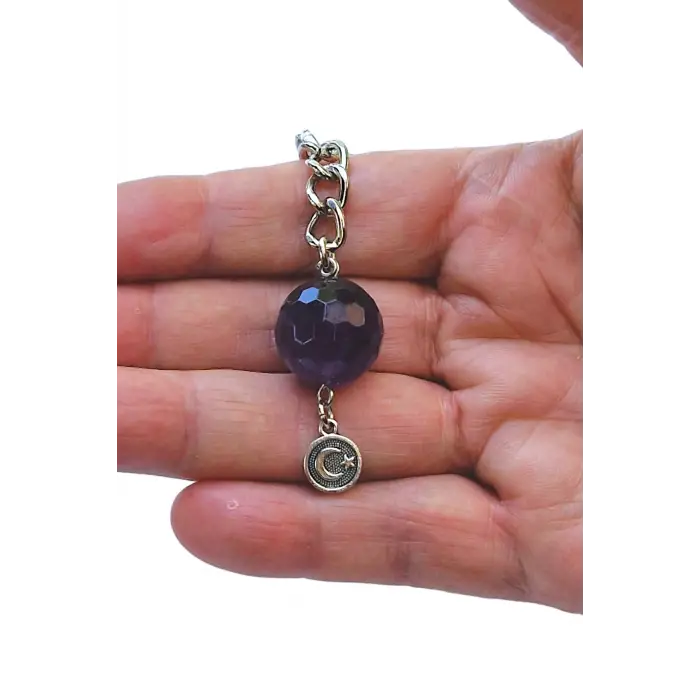 Faset Kesim Ametist Taşı Anahtarlık 127-5