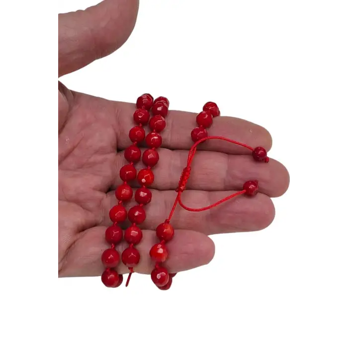 Faset Kesim Mercan Bileklik Makrome Ayarlı 444-8