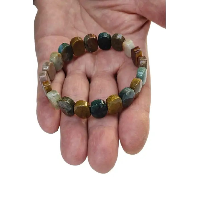 Faset Kesimli Ocean Jasper Bileklik Elastik Yapılı 529-1