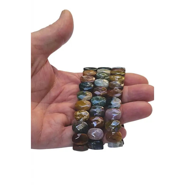 Faset Kesimli Ocean Jasper Bileklik Elastik Yapılı 529-1