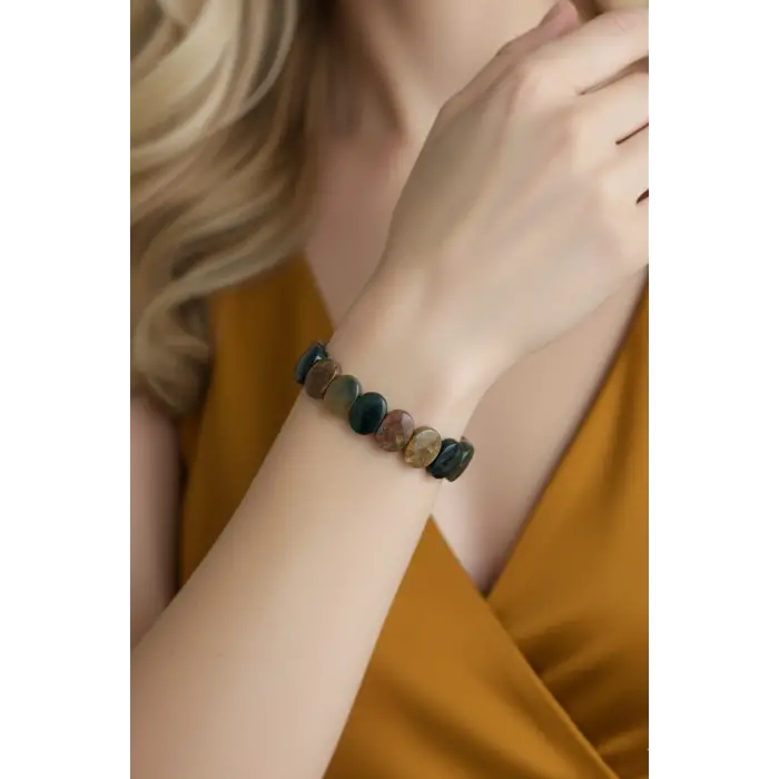 Faset Kesimli Ocean Jasper Bileklik Elastik Yapılı 529-1