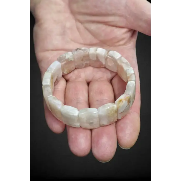 Flower Agate Çiçek Akik Bileklik Elastik Yapılı 528-2