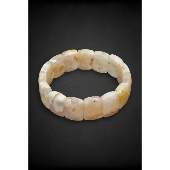 Flower Agate Çiçek Akik Bileklik Elastik Yapılı 528-2