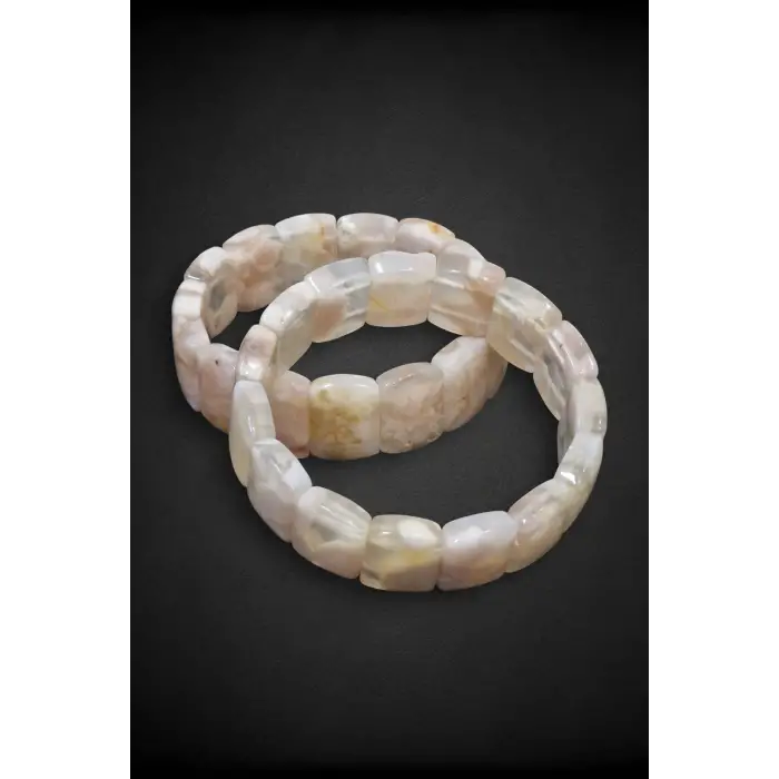 Flower Agate Çiçek Akik Bileklik Elastik Yapılı 528-2