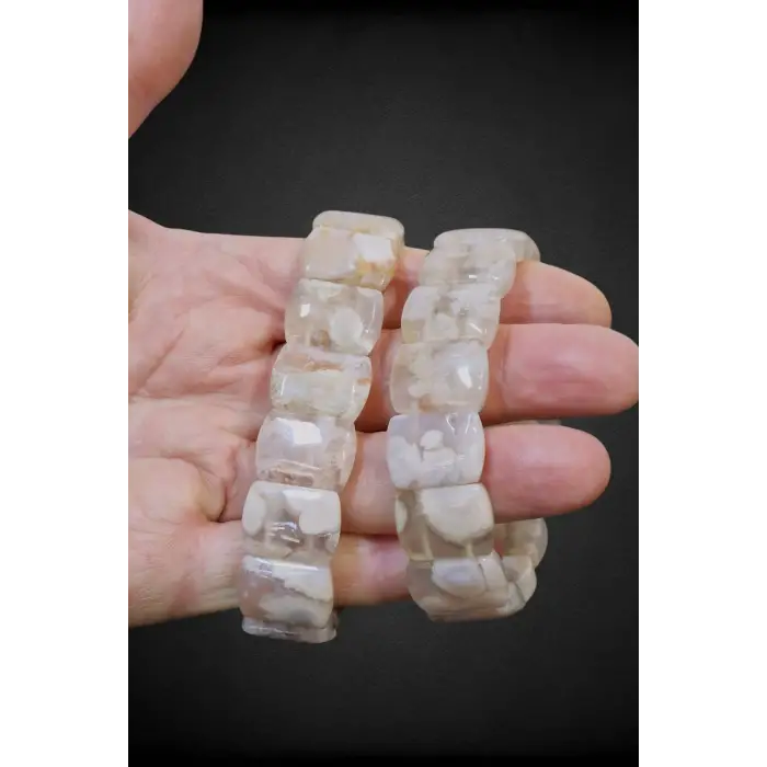 Flower Agate Çiçek Akik Bileklik Elastik Yapılı 528-2