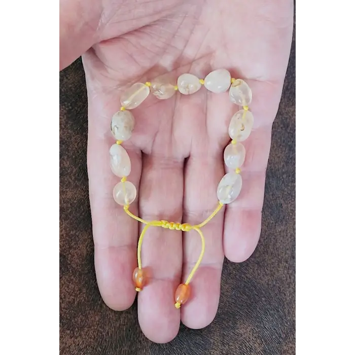 Flower Agate, Çiçek Akik Bileklik, Makrome Ayarlı 545-2