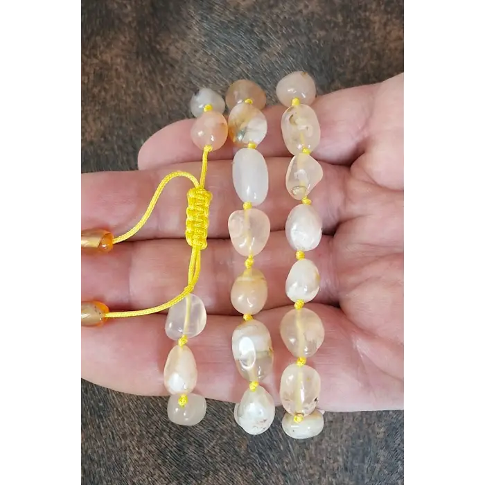 Flower Agate, Çiçek Akik Bileklik, Makrome Ayarlı 545-2