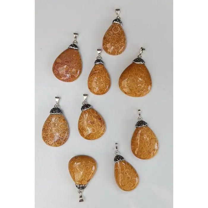 Fosil Mercan Kolye Ucu Gümüş 421-3