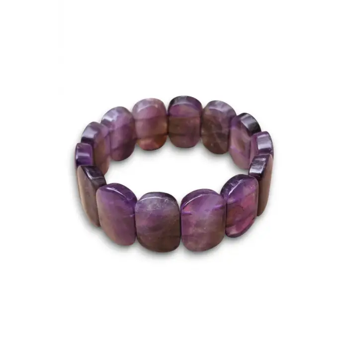 Geniş Taşlı Doğal Ametist Bileklik 122-3
