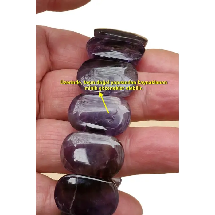 Geniş Taşlı Doğal Ametist Bileklik 122-3