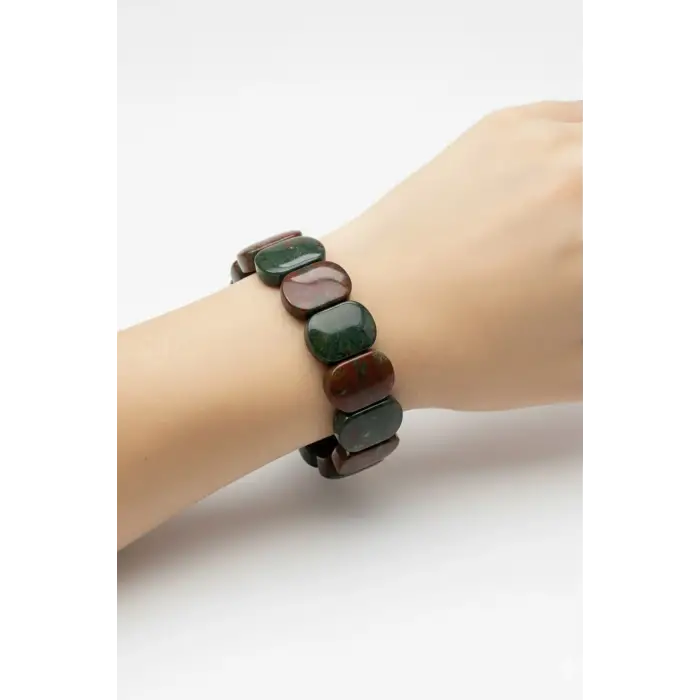 Geniş Taşlı Doğal Hint Akiği Bileklik 408-4